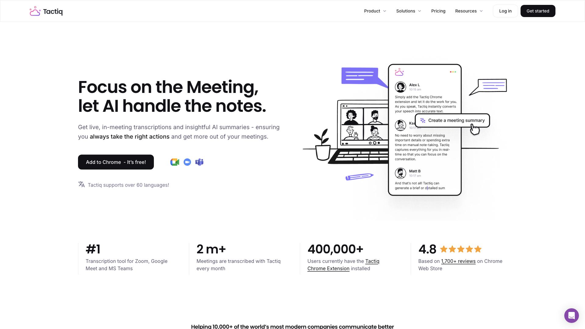 Tactiq.io -  AI Meeting Transcripts for Google Meet, Zoom & Teams