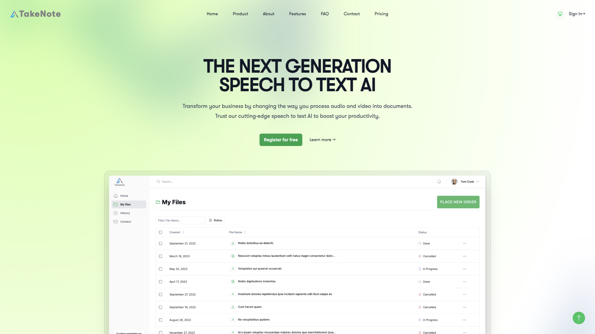 TakeNote | Transcribe and analyze Speech to Text AI