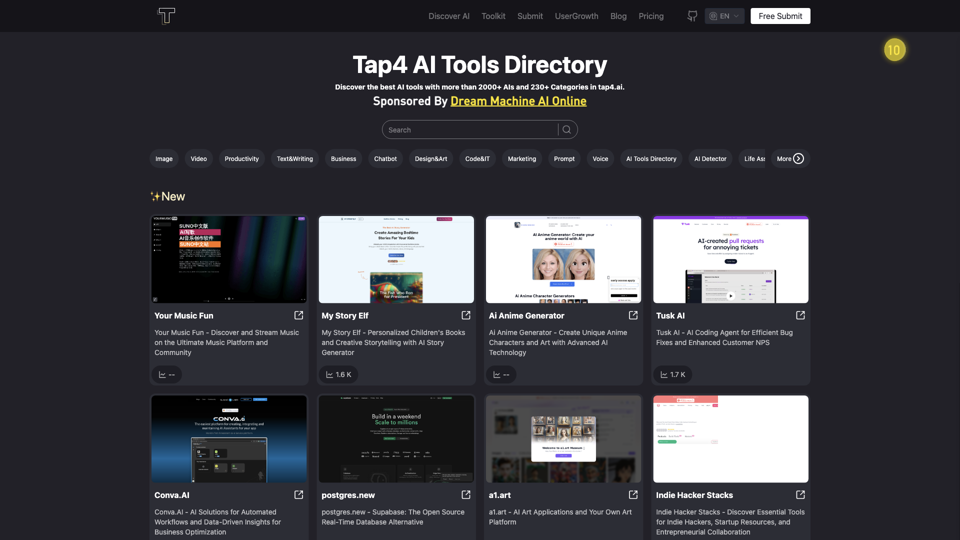 Tap4 AI Tools Directory - Meet Your Best & Latest AI Tools 2024 site's screenshot