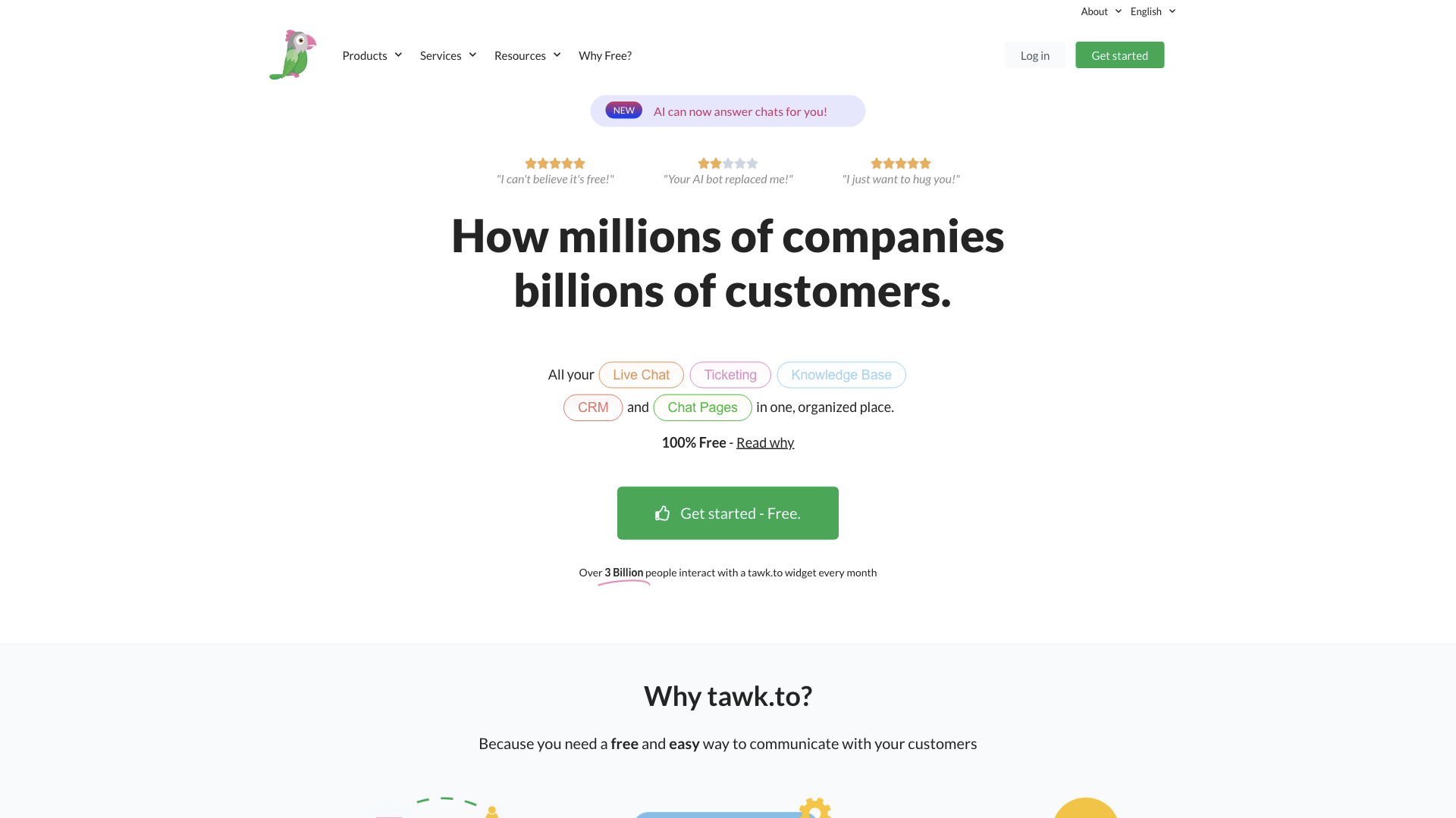 tawk.to – "100% FREE live chat software for your website!"