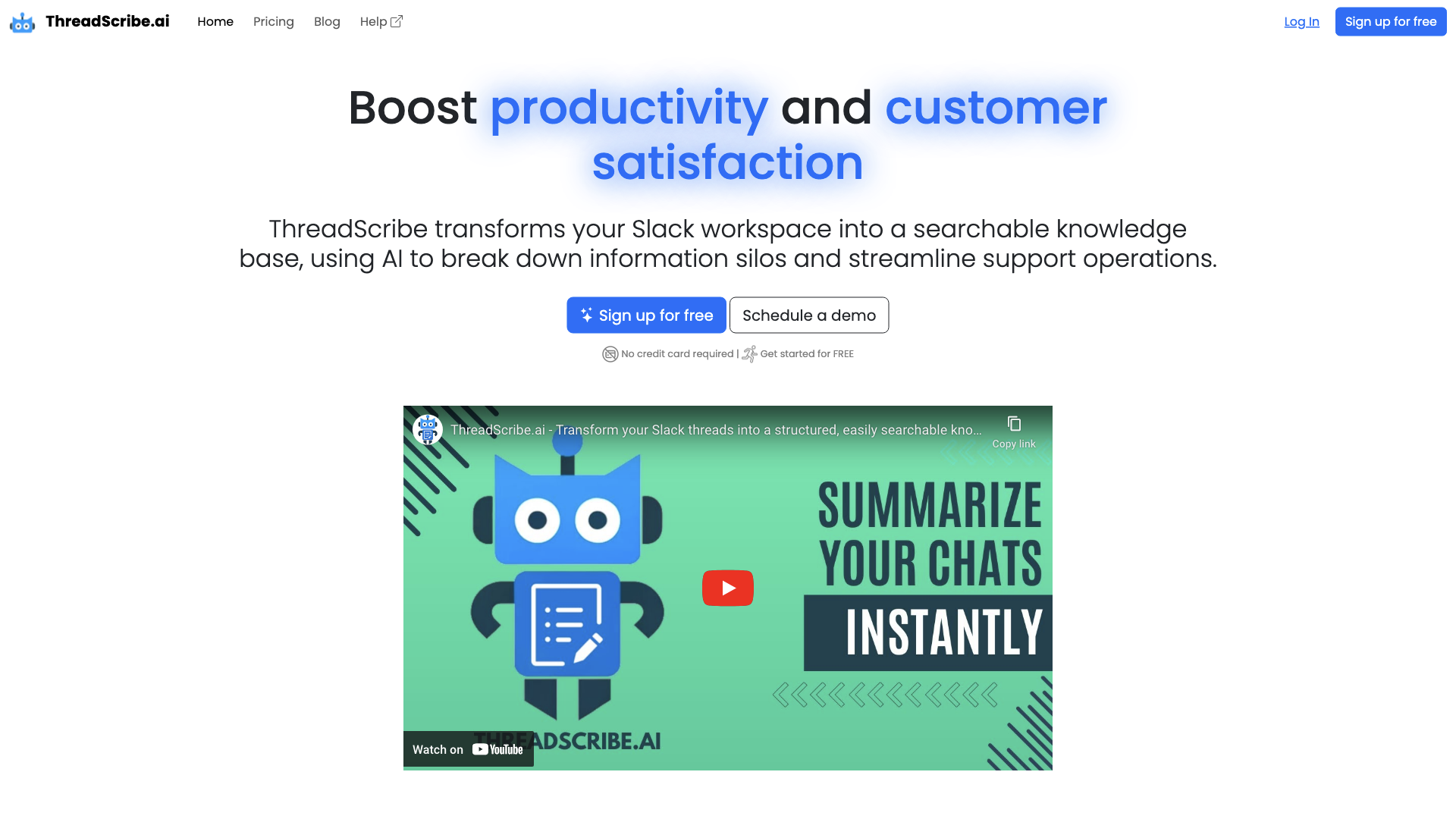Boost productivity and customer satisfaction with ThreadScribe.ai Boost productivity and customer satisfaction with ThreadScribe.ai
