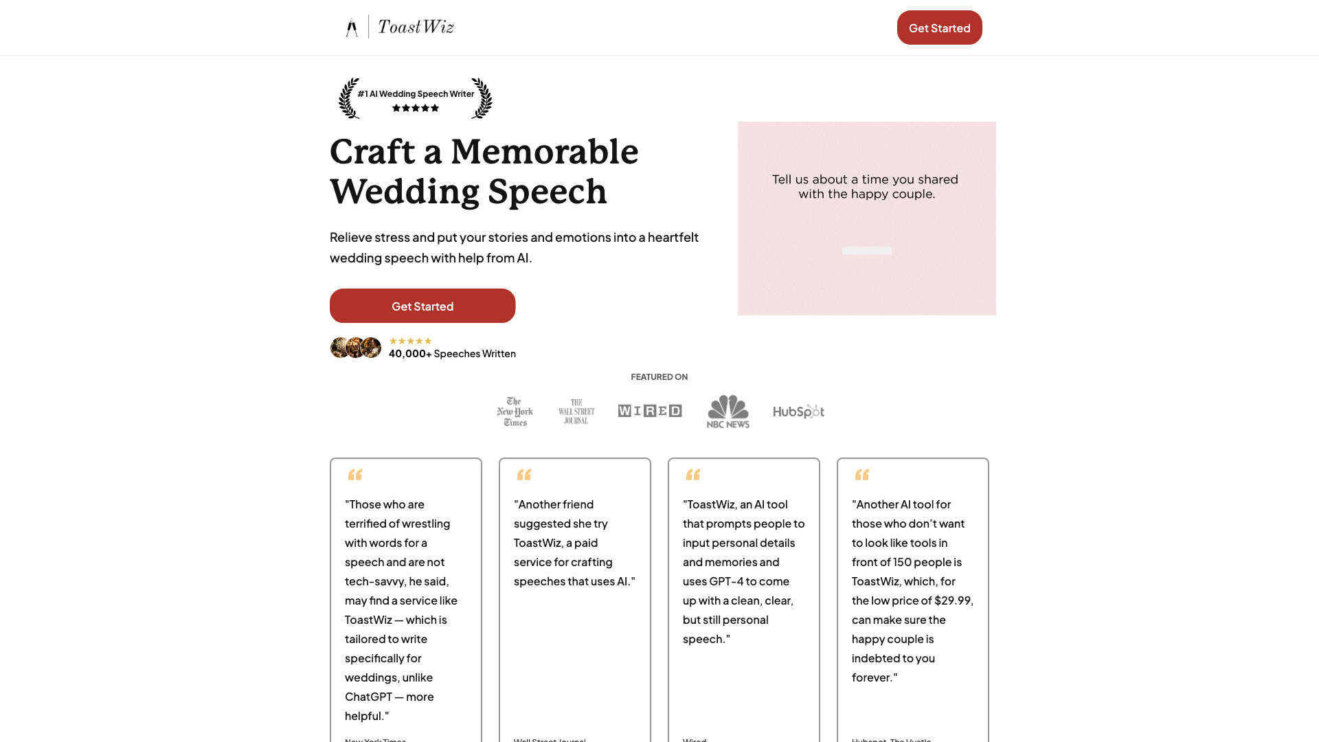 ToastWiz - Write Your Wedding Speech With Help From AI