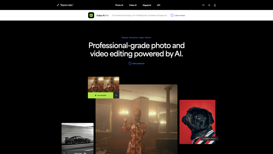 Topaz Labs | Professional-grade photo and video editing powered by AI. site's screenshot