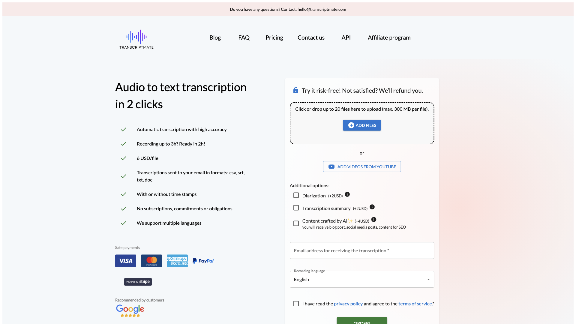 Transcriptmate - Audio to text transcription in 2 clicks Transcriptmate - Audio to text transcription in 2 clicks