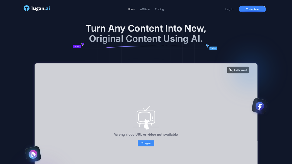 Tugan.ai - Say Goodbye To Your Copywriter And Ghostwriter site's screenshot