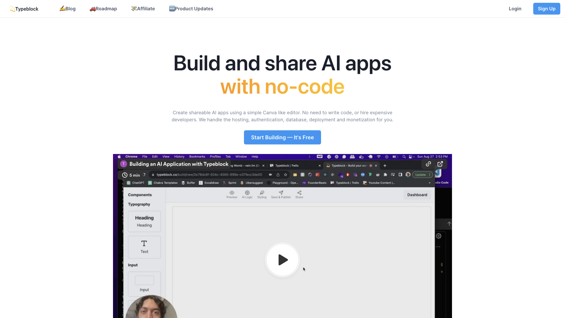 Typeblock - Build AI apps with no-code