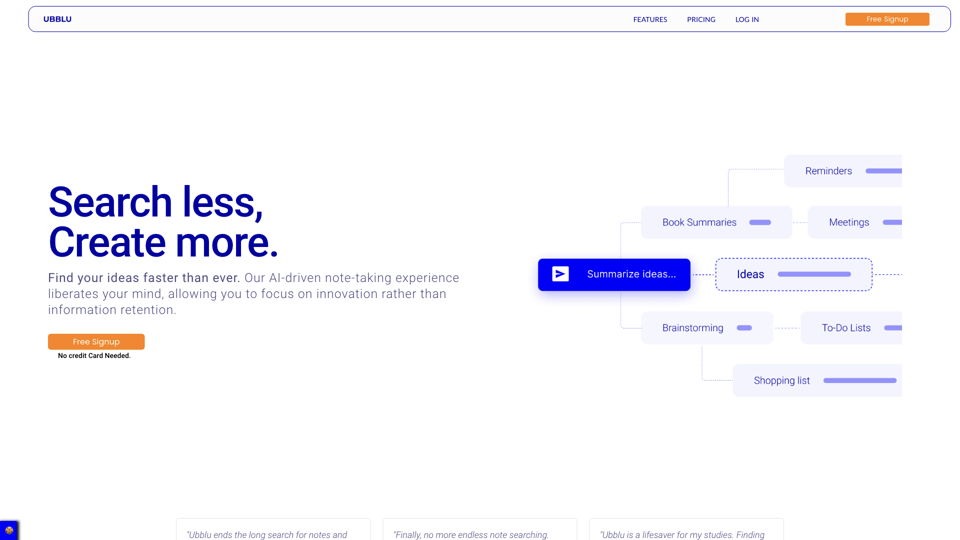 Search Less, Create More. - Ubblu site's screenshot