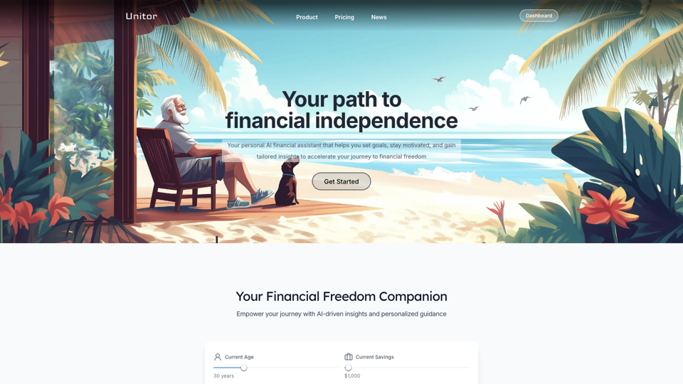 Unitor - Financial Assistant site's screenshot