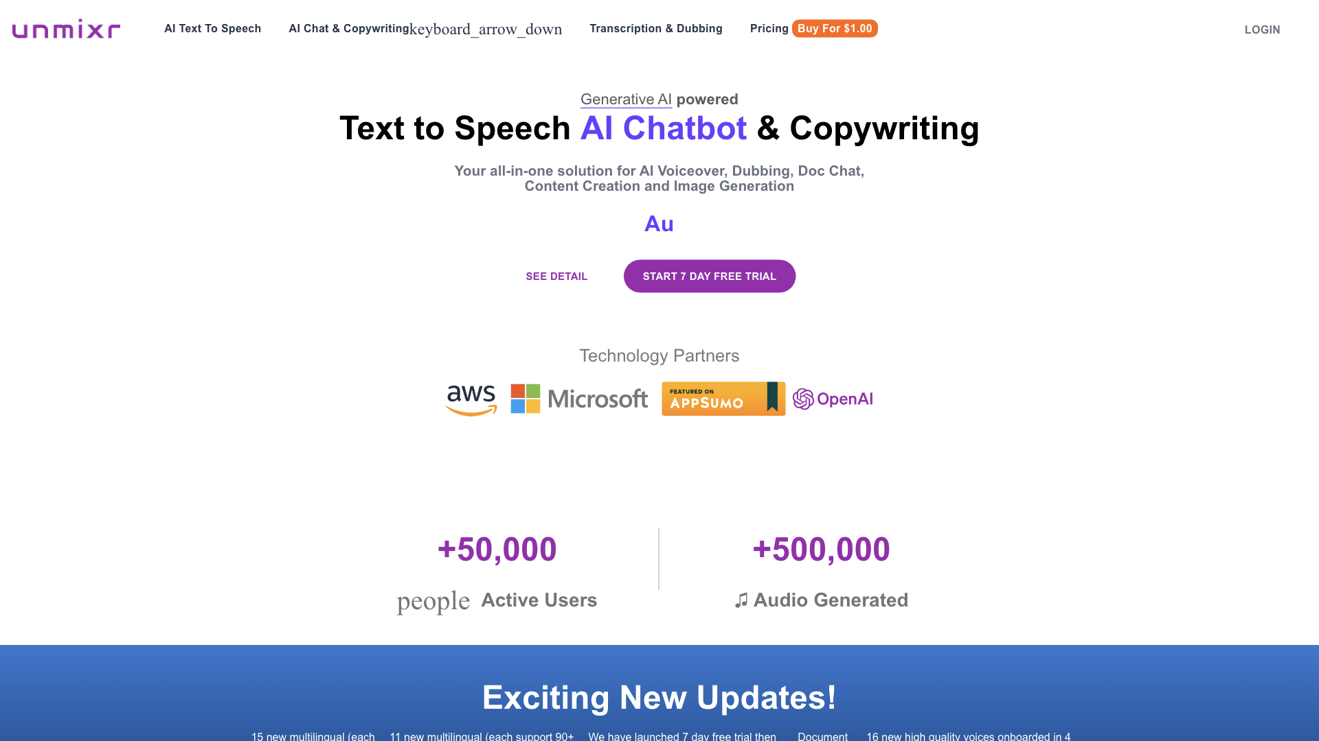 Free AI Text-to-Speech, Dubbing, Multi-model chatbot, AI Image Generator and Copywriting