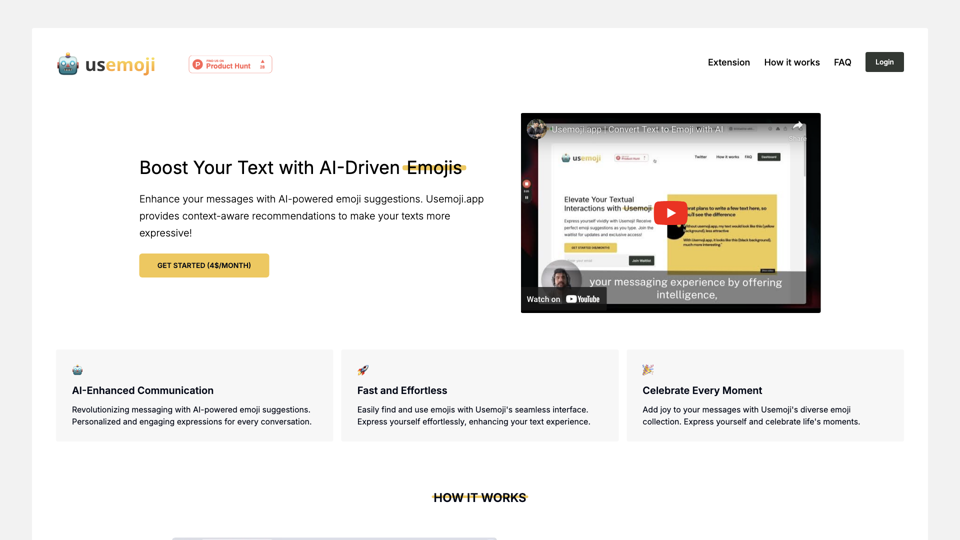 Usemoji | Boost Your Text with AI-Driven Emojis site's screenshot