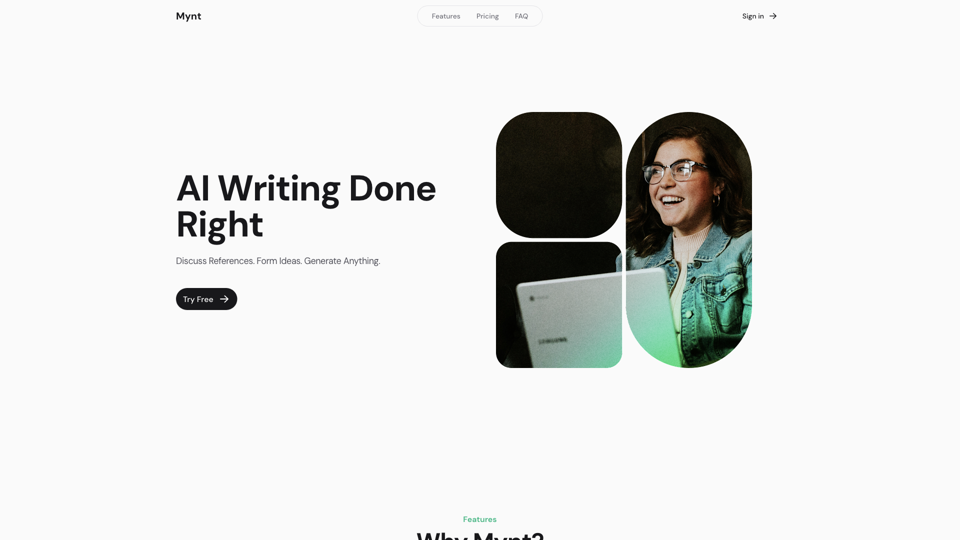 Mynt site's screenshot