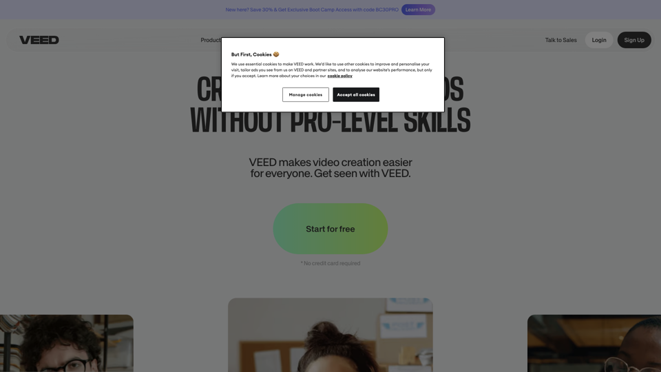 VEED.IO - AI Video Editor - Fast, Online, Free site's screenshot