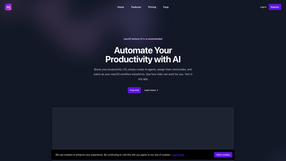 Vidix - The Ultimate macOS Assistant site's screenshot