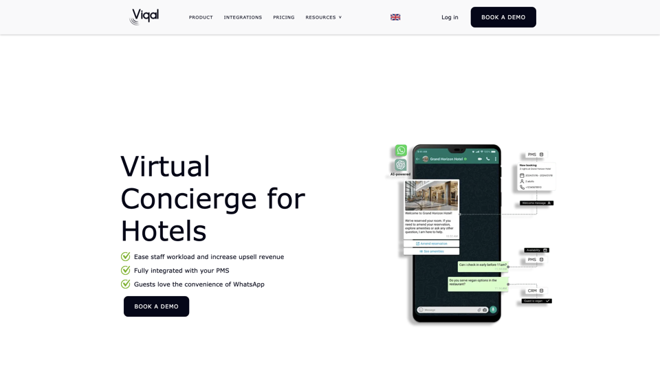 Virtual Concierge for Hotels site's screenshot