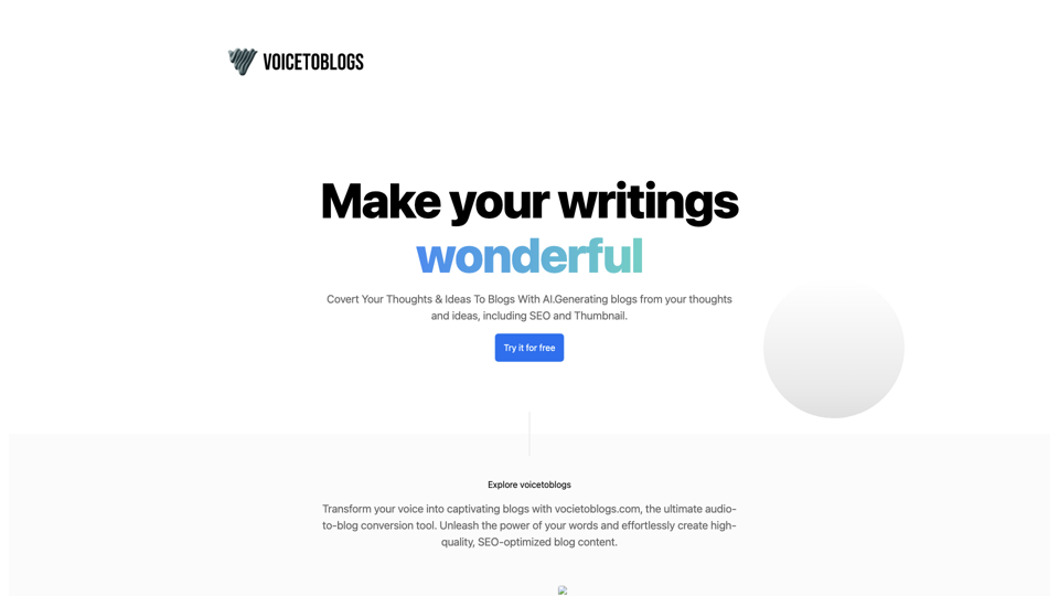 voicetoblogs site's screenshot