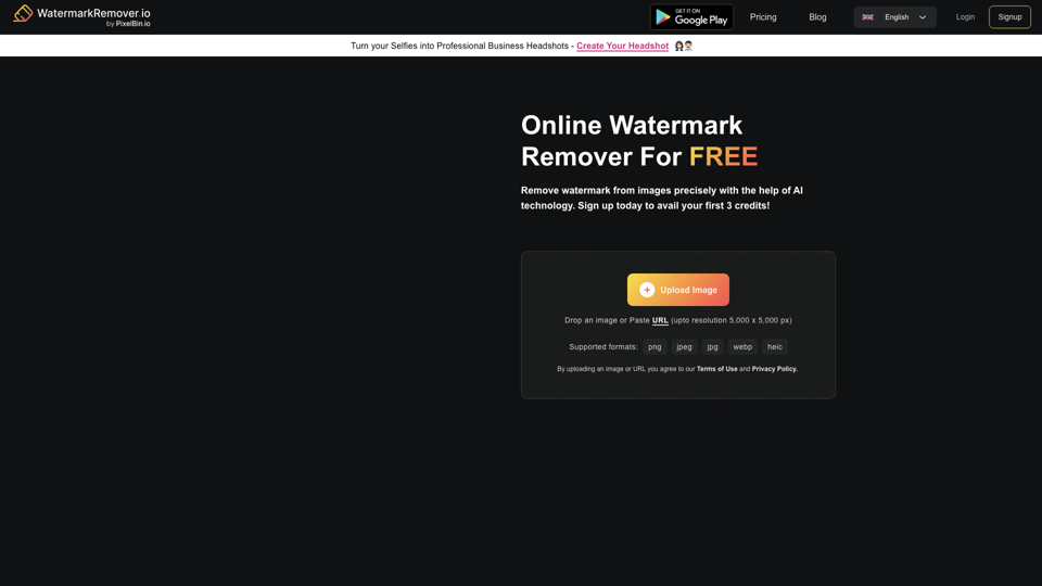 Watermark Remover - Remove Watermarks Online from Images for Free site's screenshot