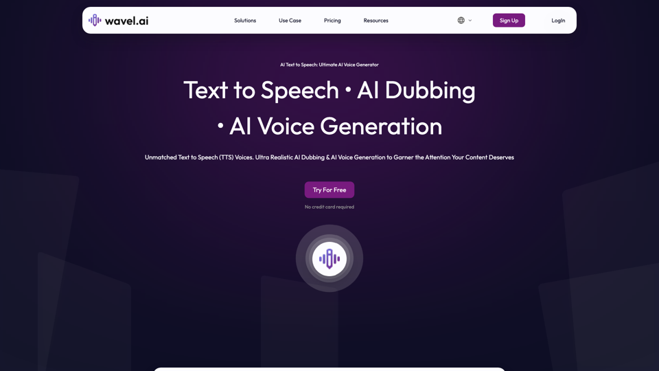 Wavel AI | Best Text-to-Speech Voice Solutions for Videos And Localization site's screenshot