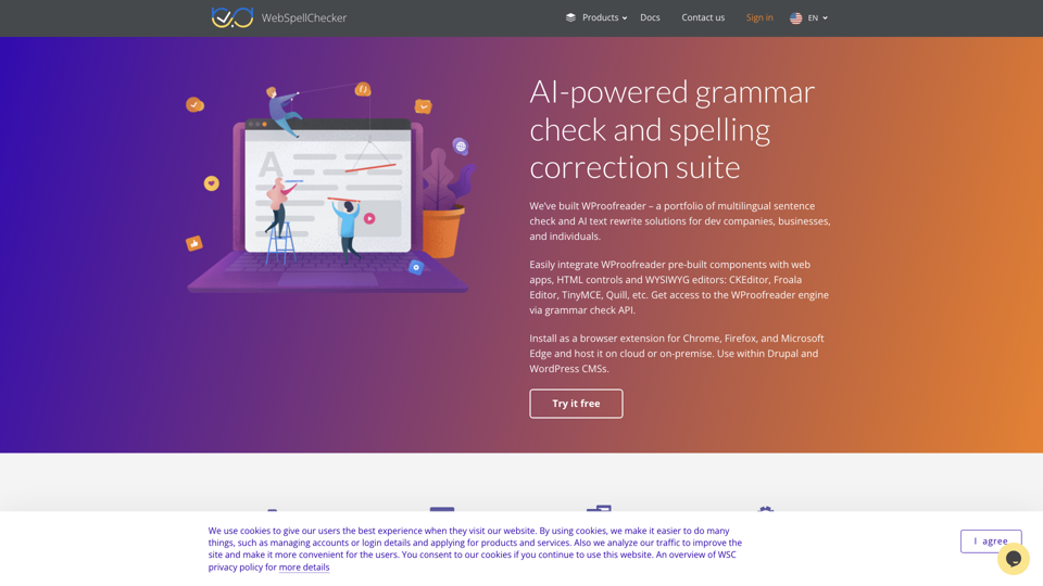 Multilingual spelling and grammar check online solutions | WebSpellChecker site's screenshot