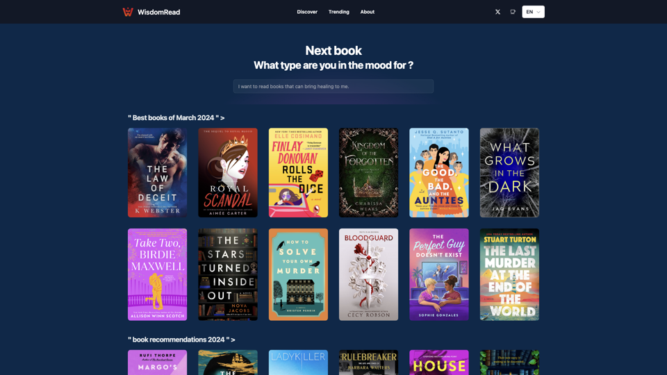 WisdomRead - AI-Powered Book Aggregator and Recommender site's screenshot