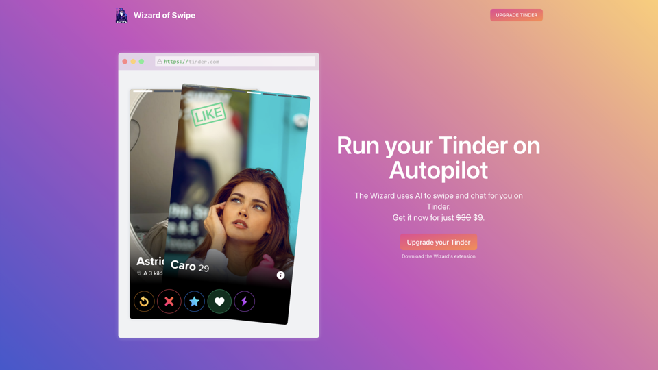 Autopilot for Tinder site's screenshot
