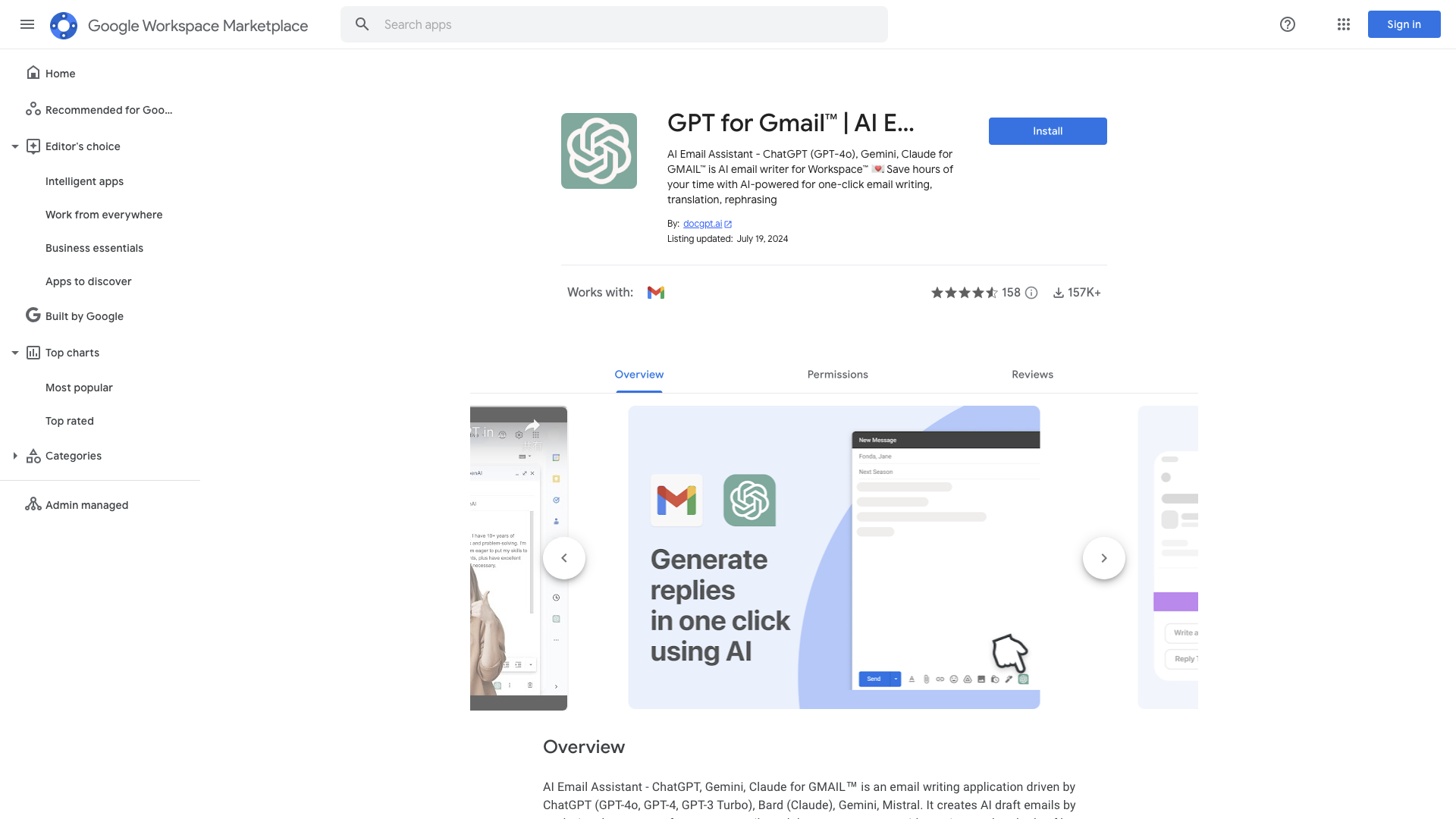 GPT for Gmail™ | AI Email Assistant | Gemini - Google Workspace Marketplace GPT for Gmail™ | AI Email Assistant | Gemini - Google Workspace Marketplace