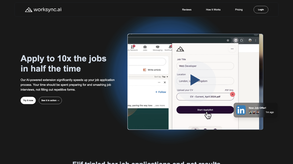 WorkSync.AI site's screenshot