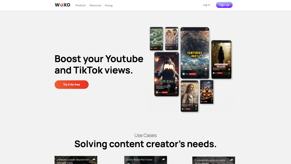 WOXO: AI Video Generator for Social Content site's screenshot