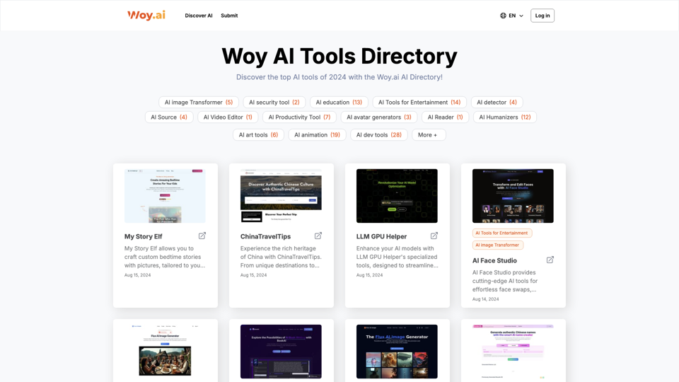 Woy AI Directory: List of the Best & Latest AI Tools in 2024 site's screenshot