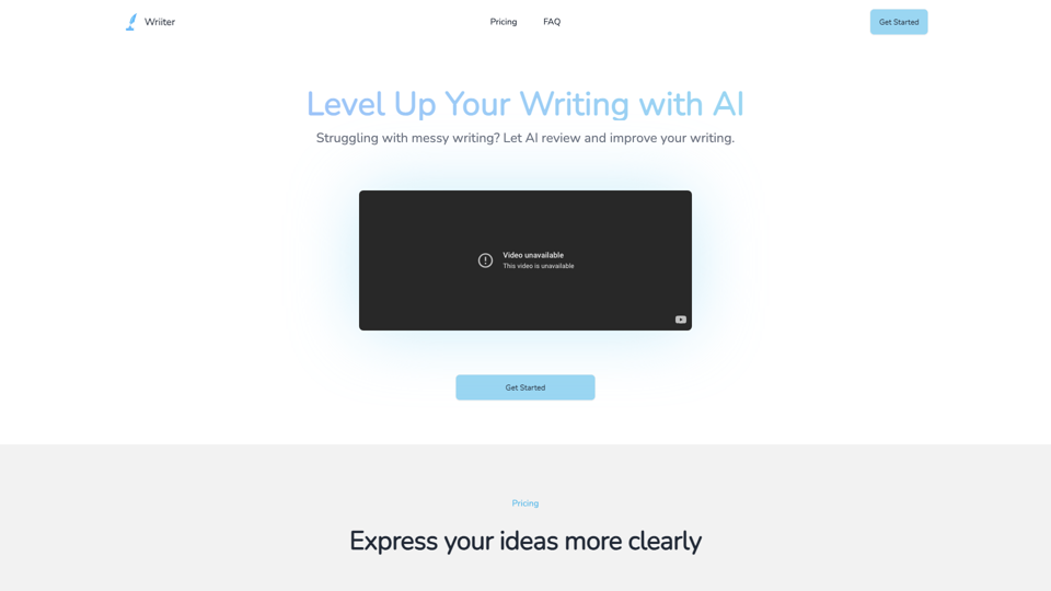 Wriiter site's screenshot