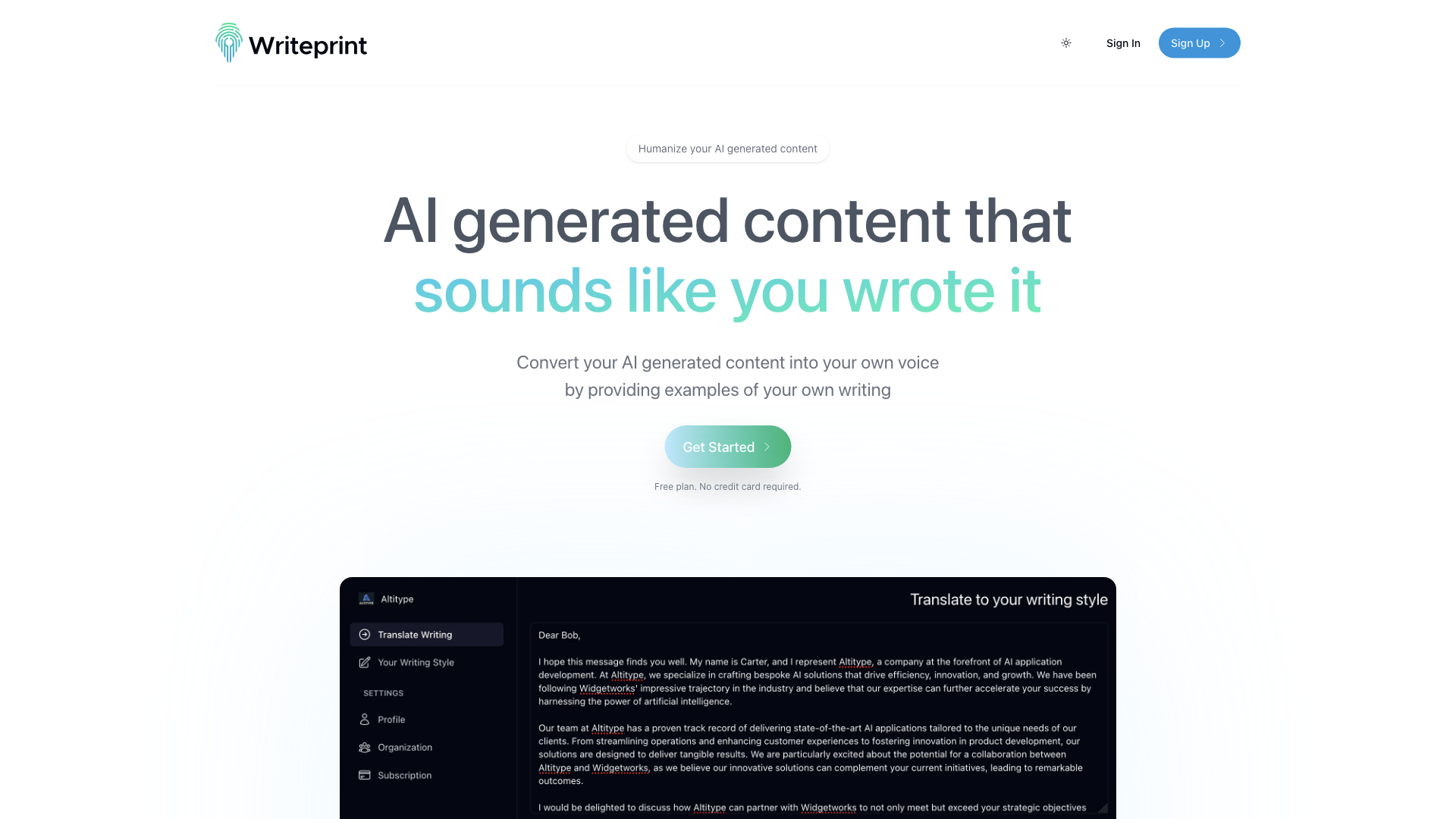 Writeprint.ai - Humanize your AI generated content