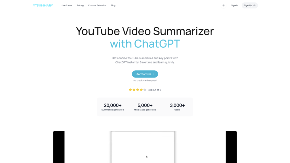 YouTube Video Summarizer with ChatGPT - YTSummary site's screenshot