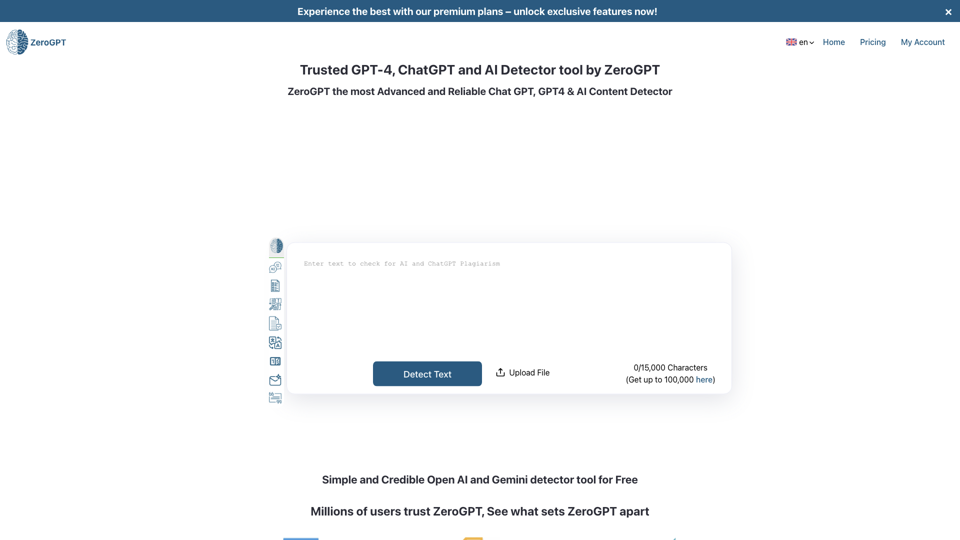 AI Detector - Trusted AI Checker for ChatGPT, GPT4 & Gemini site's screenshot
