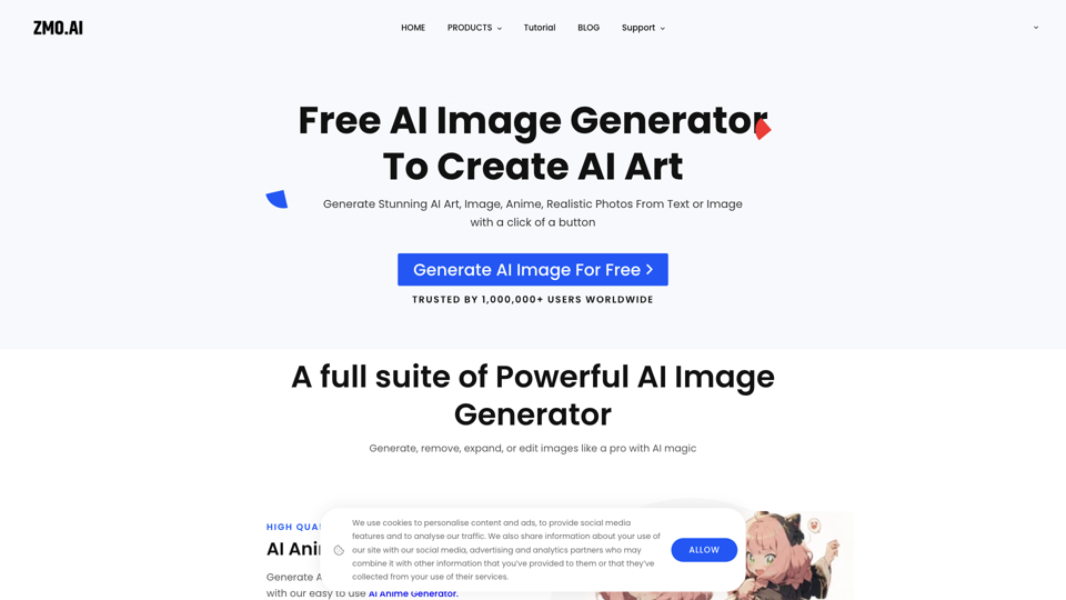 Free AI Image Generator To Create AI Art site's screenshot