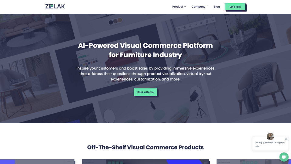 Visual Commerce Platform — Zolak site's screenshot