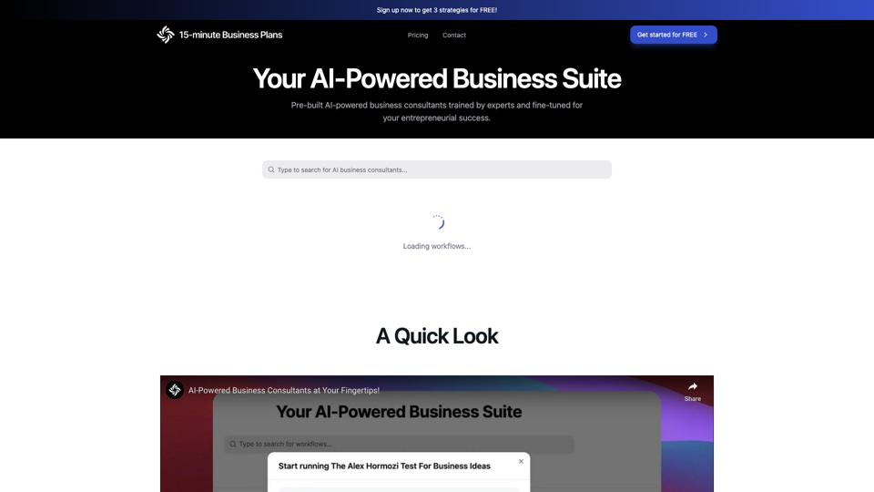 15-minute Business Plans site's screenshot