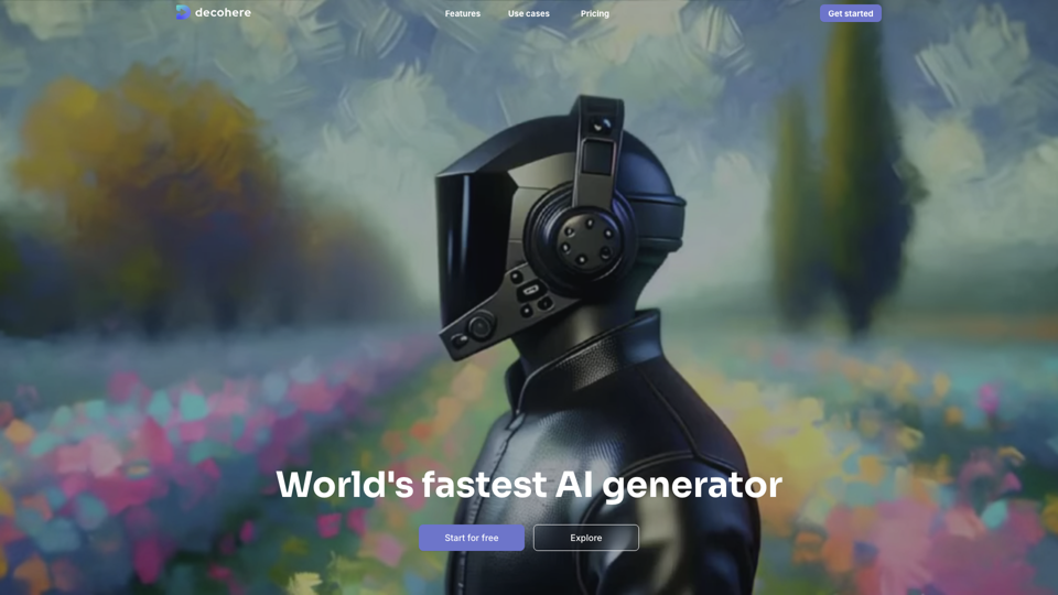 Decohere - World's Fastest AI Generator site's screenshot