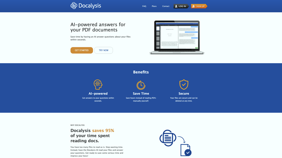 Docalysis - AI chat with your PDF files! site's screenshot