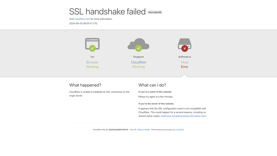 draftmate.ai | 525: SSL handshake failed site's screenshot