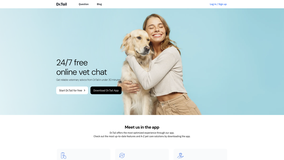 Dr.Tail: 24/7 free online vet chat site's screenshot