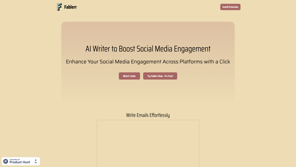 Fablerr — AI Writer to Boost Social Media Engagement — Fablerr site's screenshot