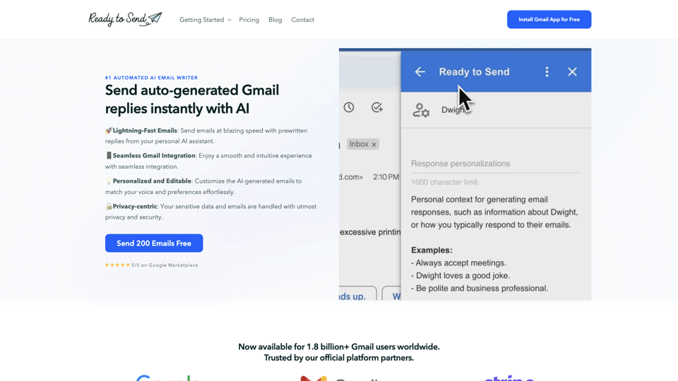 Ready to Send: Generate Gmail Replies Automatically with AI site's screenshot