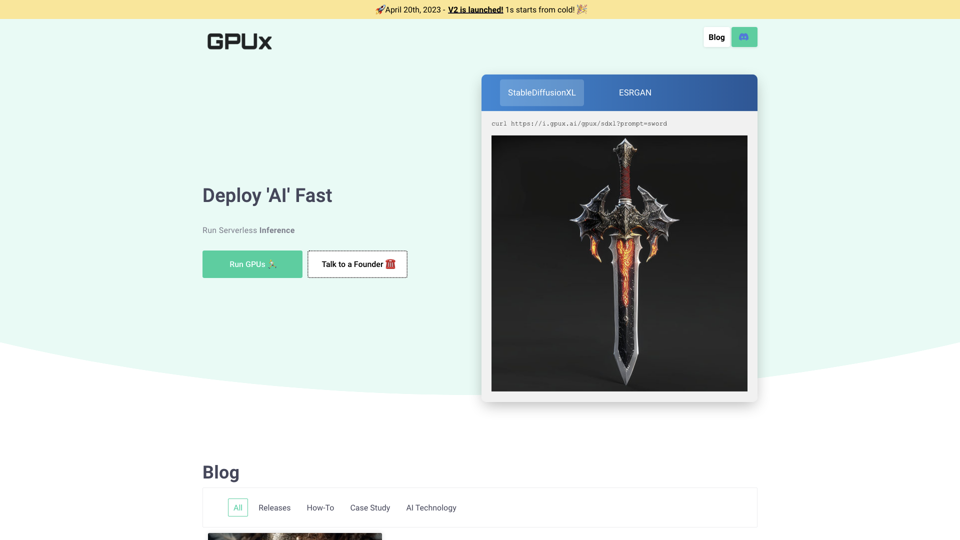 GPUX site's screenshot