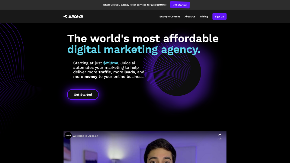 Juice.ai — SEO for $29/mo - Juice.ai site's screenshot