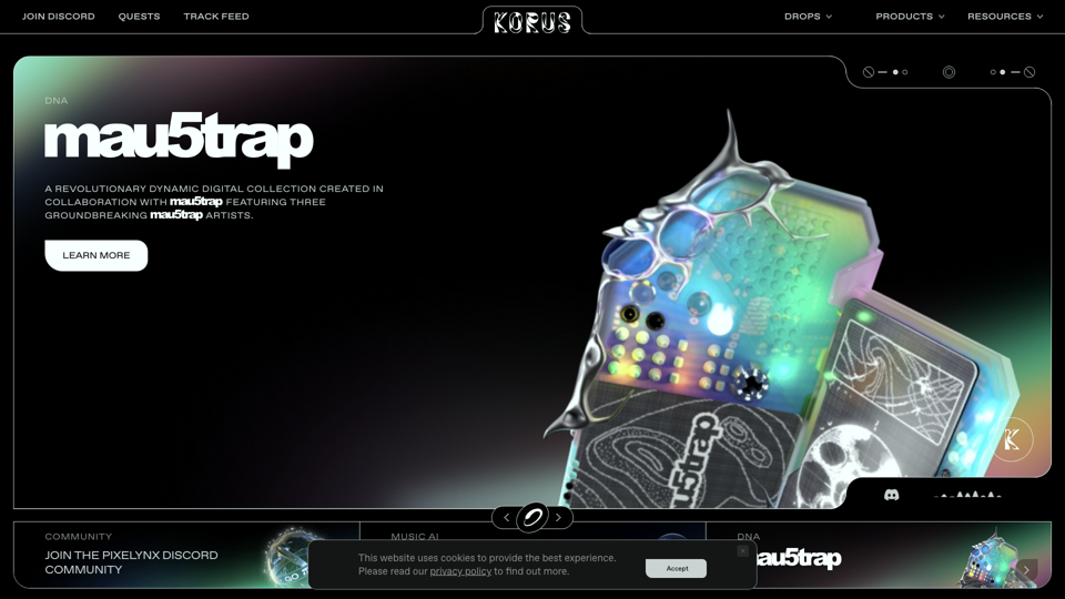 KORUS | WELCOME TO THE MUSIC METAVERSE site's screenshot