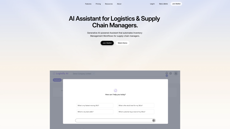 AI Assistant for Logistics and Supply Chain Managers site's screenshot