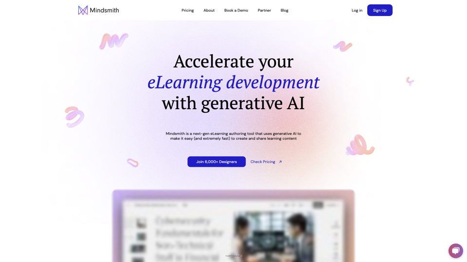 Mindsmith - eLearning development with Generative AI site's screenshot