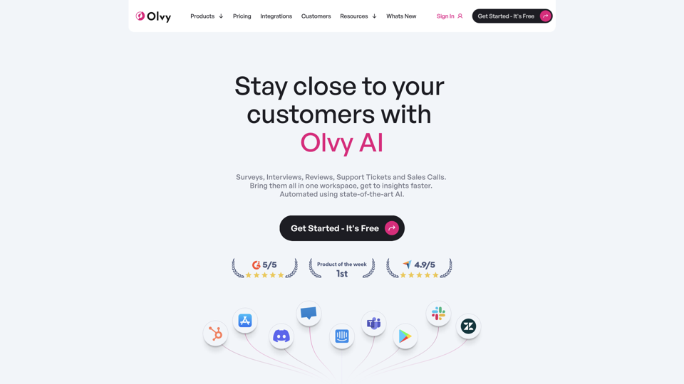 Olvy | Manage your user feedback like never before site's screenshot