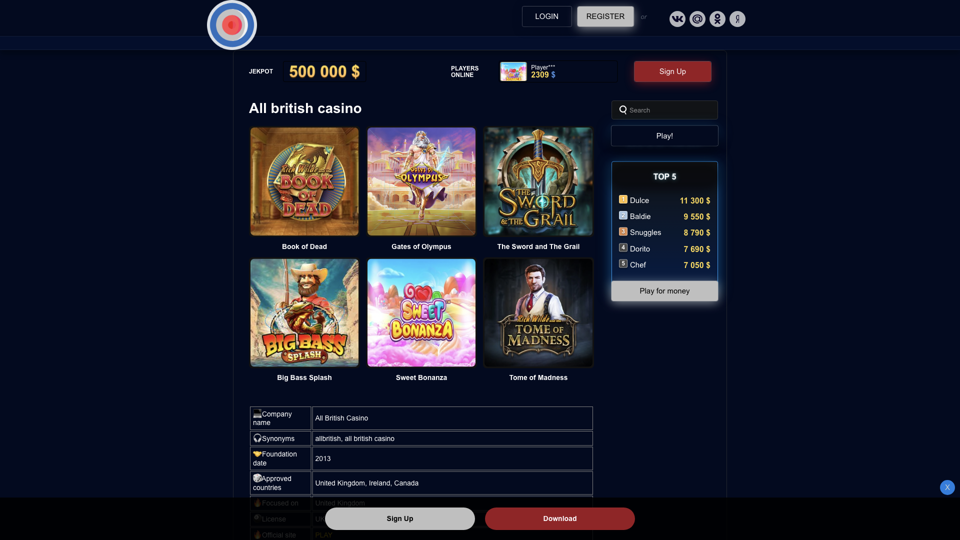 All british casino (uk): app, login online site's screenshot