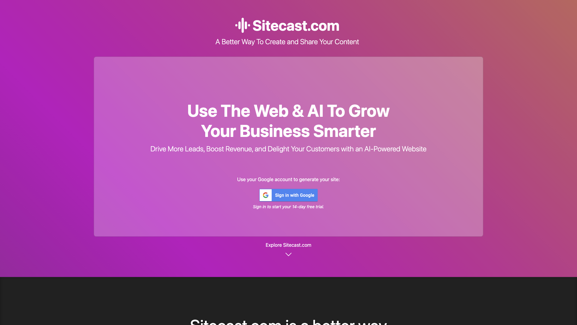 Instant Websites Powered by AI | Sitecast.com