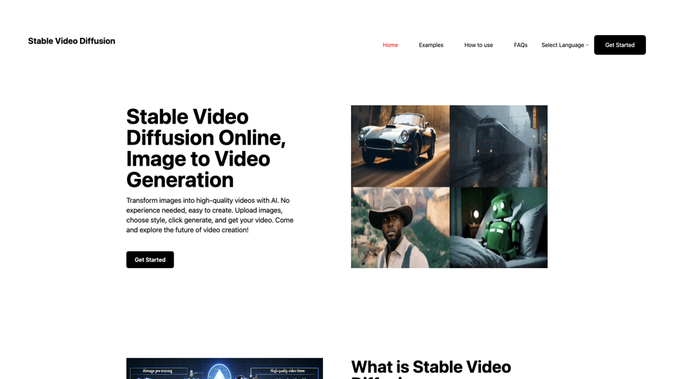 Stable Video Diffusion - Revolutionary Video Generation site's screenshot